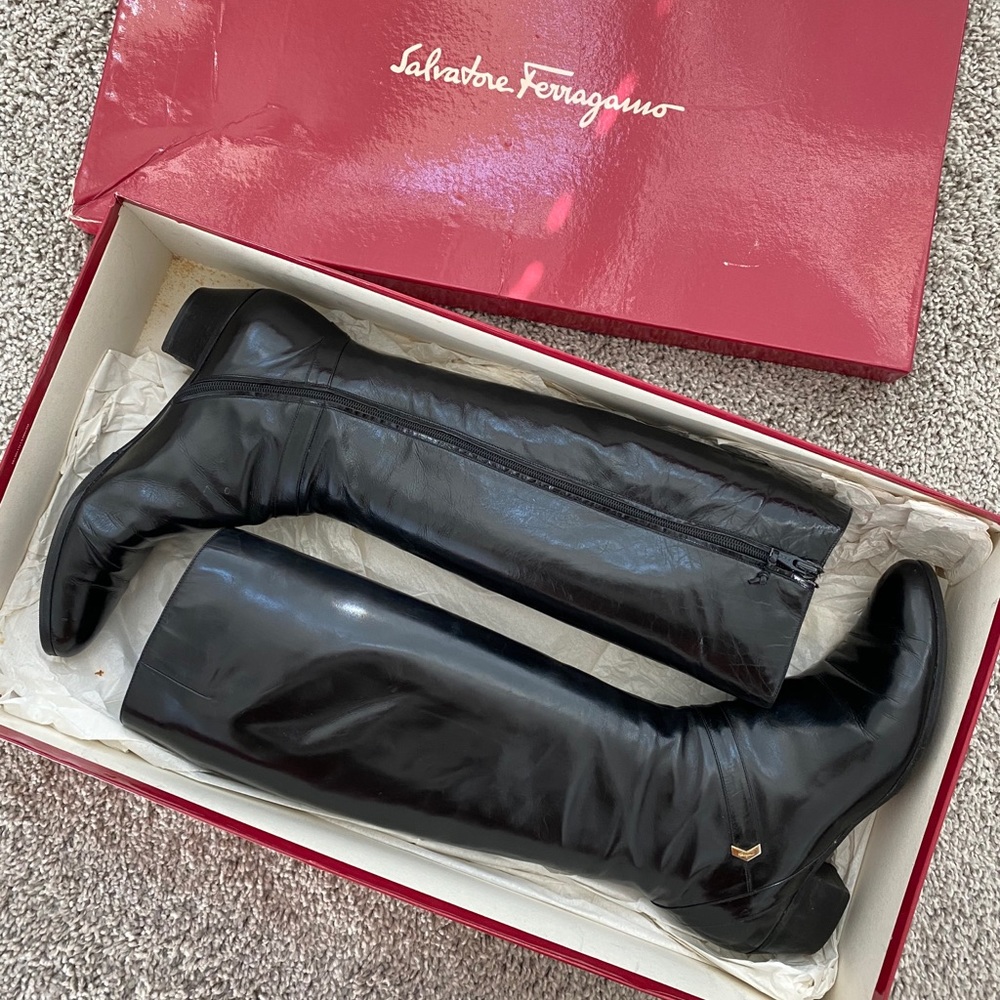 Salvatore Ferragamo Leather Riding Boots